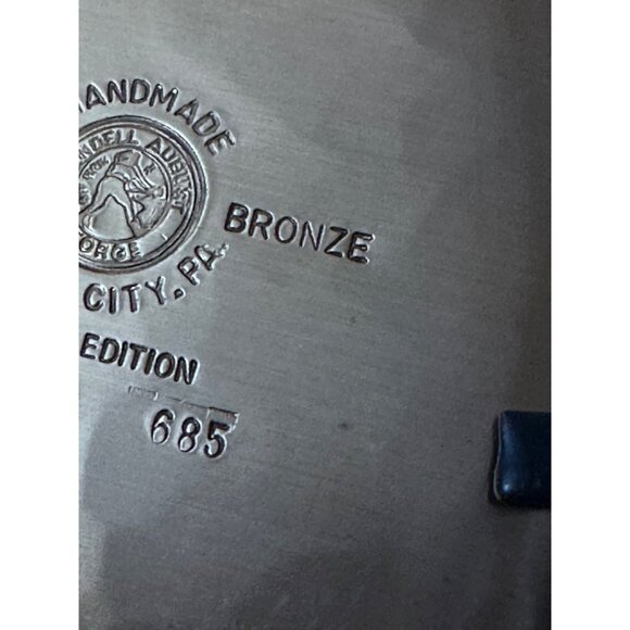 Wendell August Forge ice skating scene 1981 Bronze Plate With Walnut Wood Frame - Picture 7 of 9